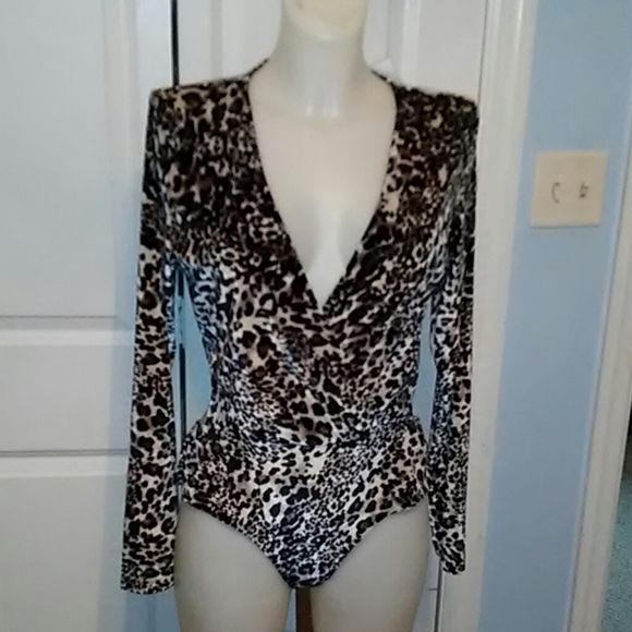 Charlotte Russe Tops - CHARLOTTE RUSSE Leapord Look Bodysuit Size L